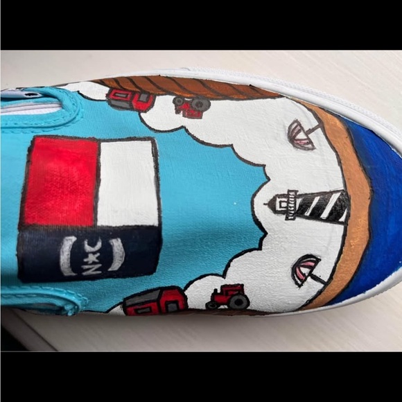 Vans Custom Hand Painted Slip-On Sneakers-Men 9/women 10.5 - Picture 8 of 10